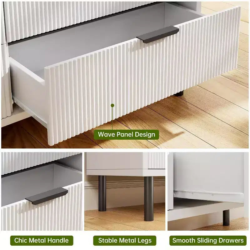 Cassettiera a 3 cassetti con gambe in metallo – Mobiletto bianco compatto per camera da letto, corridoio e piccoli spazi