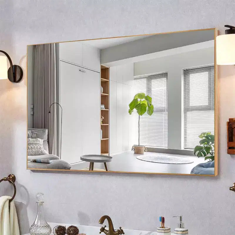 Specchio da parete rettangolare con cornice in alluminio – 36 x 24 pollici, oro