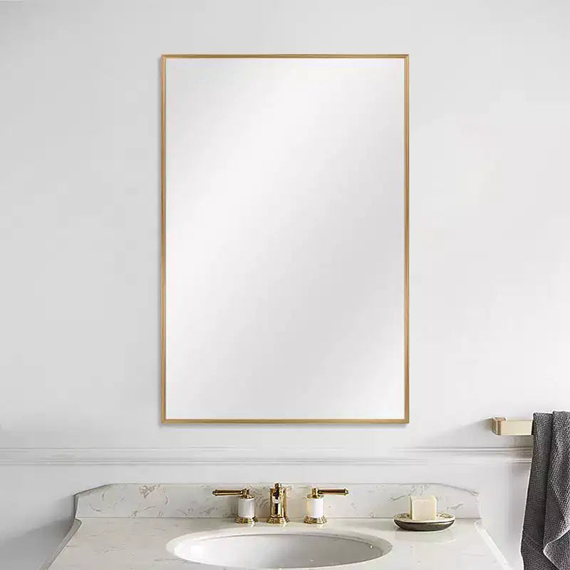 Specchio da parete rettangolare con cornice in alluminio – 36 x 24 pollici, oro