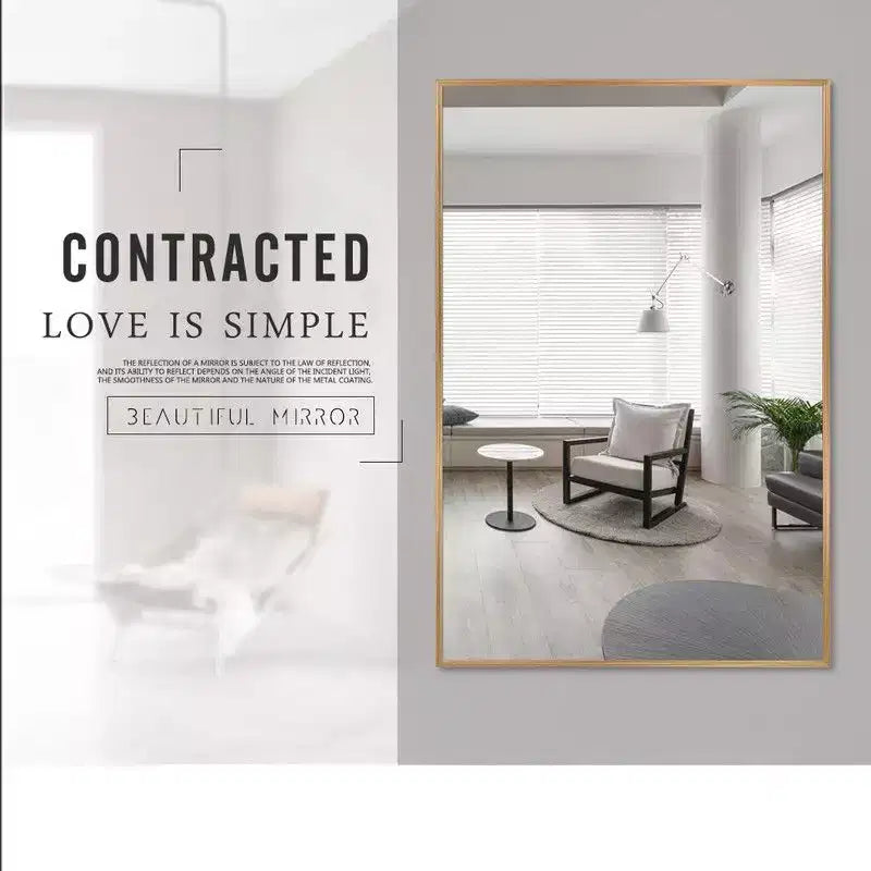 Specchio da parete rettangolare con cornice in alluminio – 36 x 24 pollici, oro