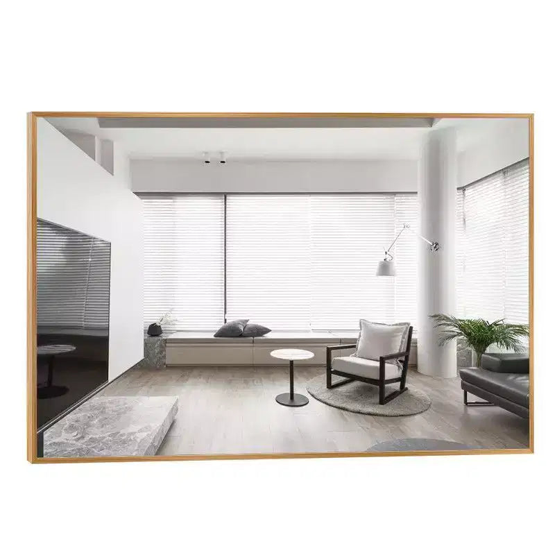 Specchio da parete rettangolare con cornice in alluminio – 36 x 24 pollici, oro