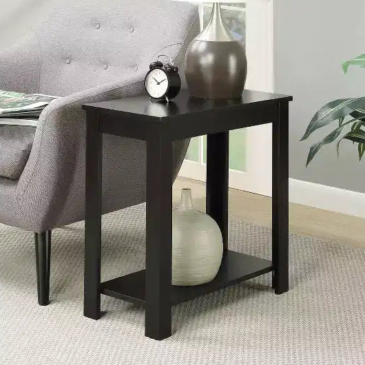 HomeStock Belmont End Table with C Shaped Frame and Side Magazine Rack Perfect for Snacks, Drinks, Remotes and Reading Materials
