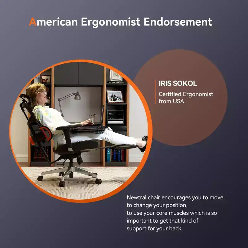 Sedia da ufficio ergonomica con poggiapiedi e braccioli 4D