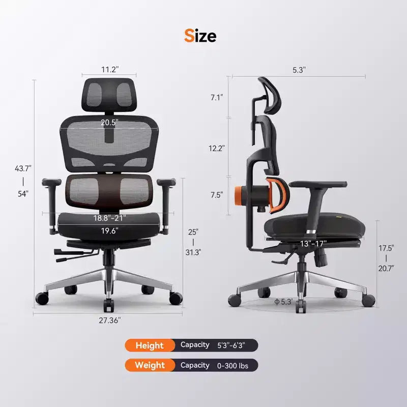 Sedia da ufficio ergonomica con poggiapiedi e braccioli 4D