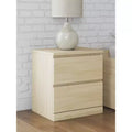 Comodino a 2 cassetti con finitura in legno marrone naturale