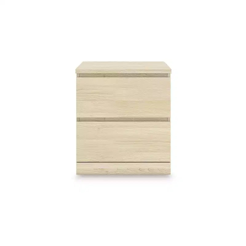 Comodino a 2 cassetti con finitura in legno marrone naturale