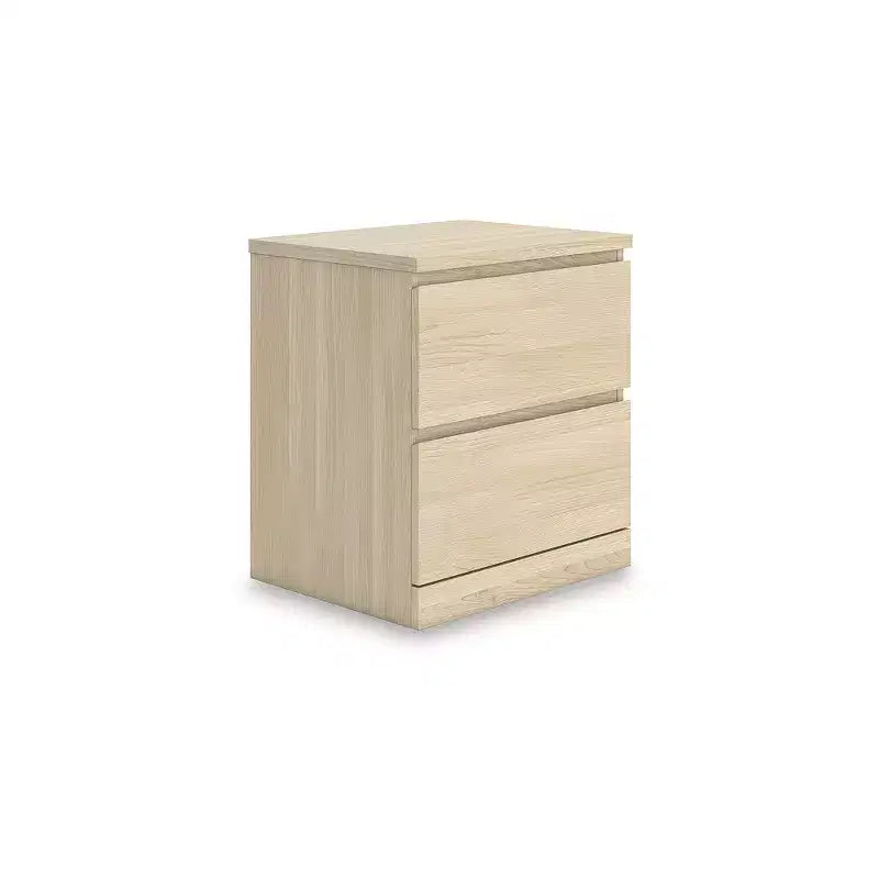 Comodino a 2 cassetti con finitura in legno marrone naturale