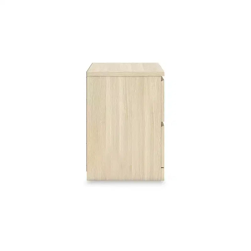 Comodino a 2 cassetti con finitura in legno marrone naturale