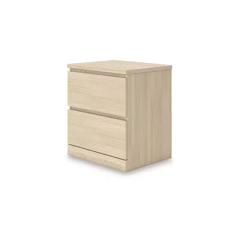 Comodino a 2 cassetti con finitura in legno marrone naturale