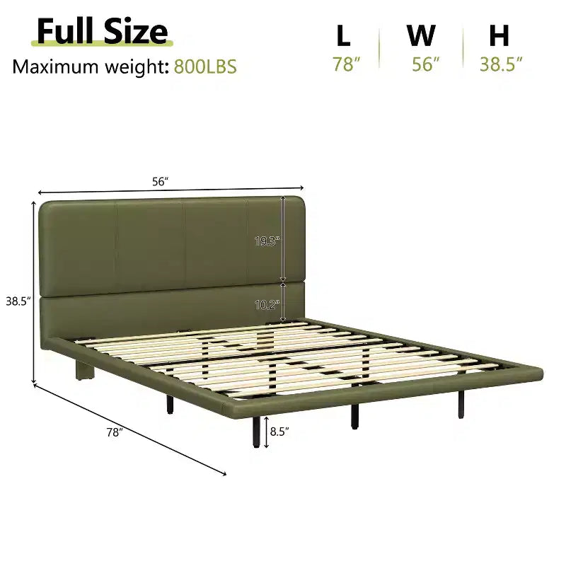 Base letto a piattaforma con illuminazione a LED - Matrimoniale/Queen, rivestimento in pelle PU