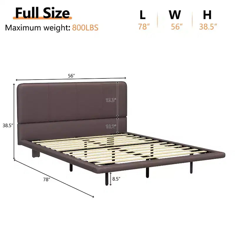 Base letto a piattaforma con illuminazione a LED - Matrimoniale/Queen, rivestimento in pelle PU