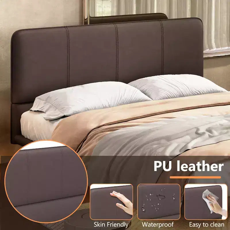 Base letto a piattaforma con illuminazione a LED - Matrimoniale/Queen, rivestimento in pelle PU