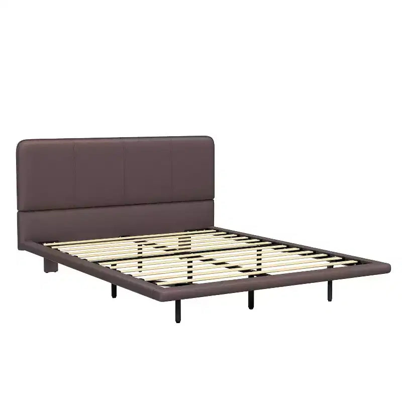 Base letto a piattaforma con illuminazione a LED - Matrimoniale/Queen, rivestimento in pelle PU