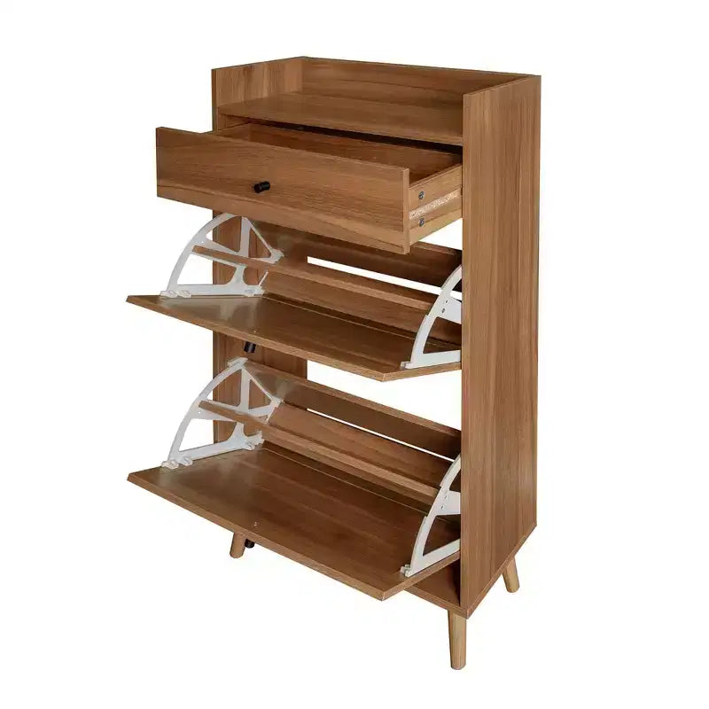 Scarpiera in rattan con 3 cassetti a ribalta