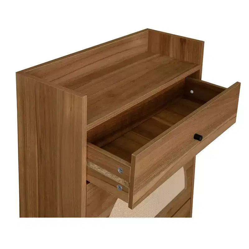 Scarpiera in rattan con 3 cassetti a ribalta