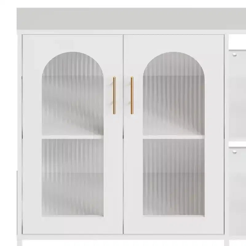 Credenza a Buffet da 40 Pollici con Ante in Vetro e Scaffale Aperto a 2 Livelli