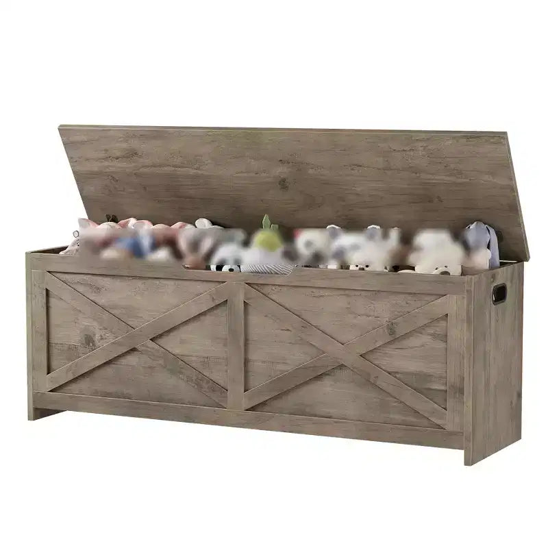 Panca Contenitore in Legno con Coperchio a Ribalta e Cerniera di Sicurezza – 120 cm