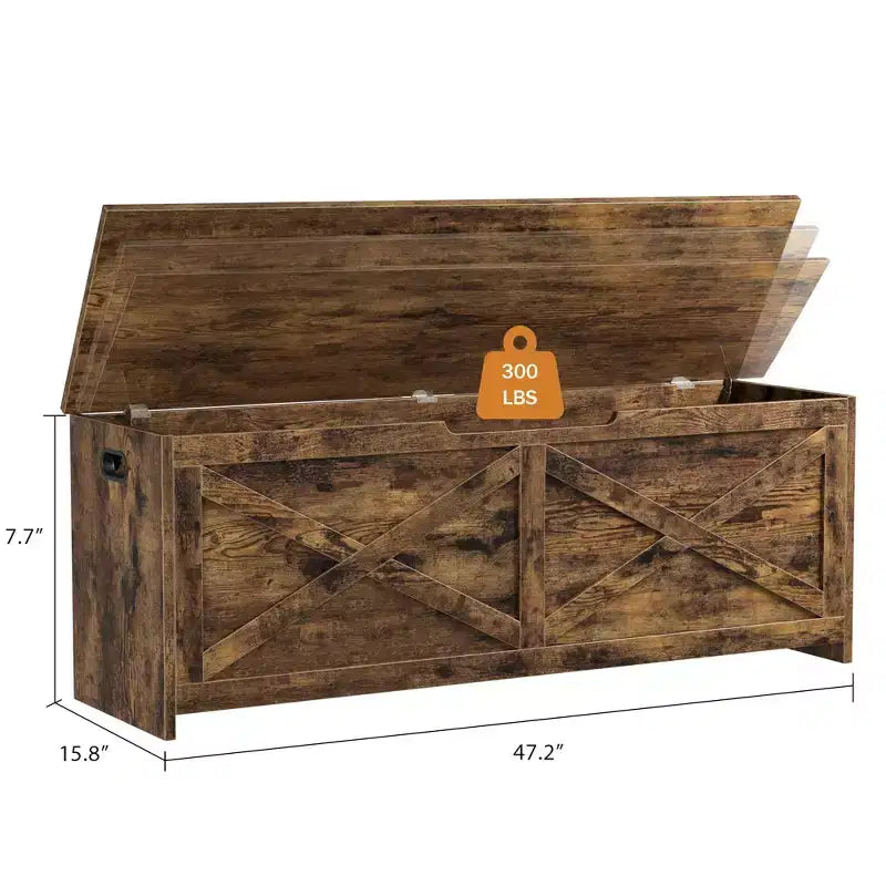 Panca Contenitore in Legno con Coperchio a Ribalta e Cerniera di Sicurezza – 120 cm