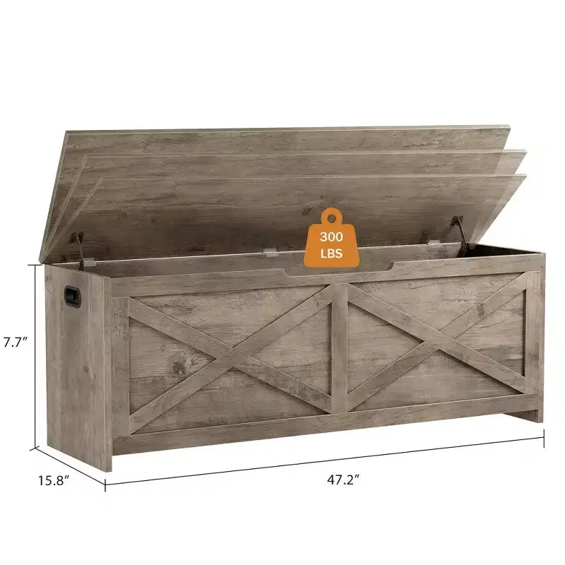 Panca Contenitore in Legno con Coperchio a Ribalta e Cerniera di Sicurezza – 120 cm