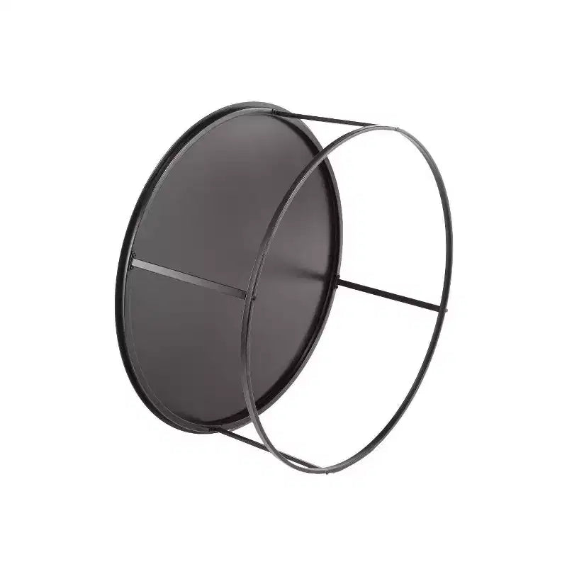 Tavolino rotondo in metallo con contenitore – Marrone scuro