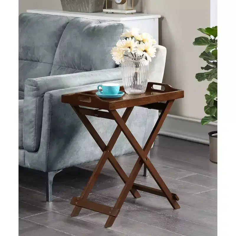 Tavolino pieghevole – Tavolino laterale in MDF, Marrone, 62,2 cm H x 55,9 cm L
