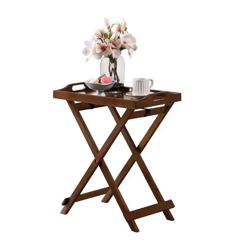 Tavolino pieghevole – Tavolino laterale in MDF, Marrone, 62,2 cm H x 55,9 cm L