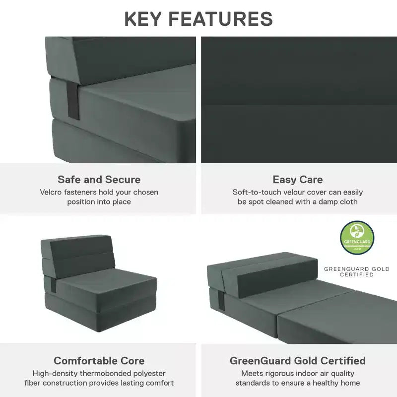 Sedia e Poltrona Modulari Pieghevoli – Velluto, Design 5-in-1