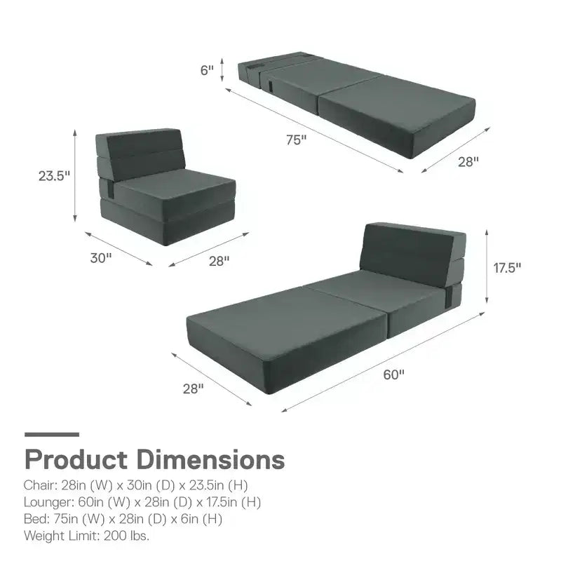 Sedia e Poltrona Modulari Pieghevoli – Velluto, Design 5-in-1