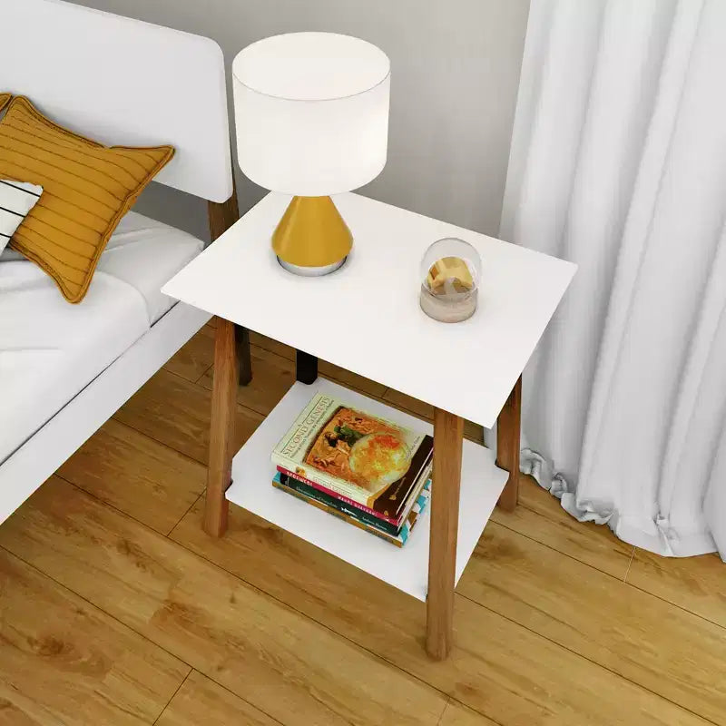Comodino moderno di metà secolo in legno massello