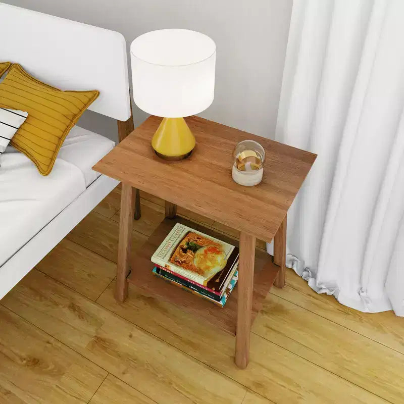 Comodino moderno di metà secolo in legno massello