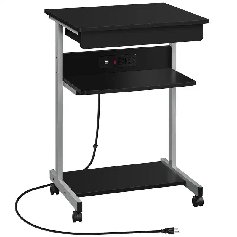 Yaheetech 22in Laptop Computer Table with Power Outlet Black