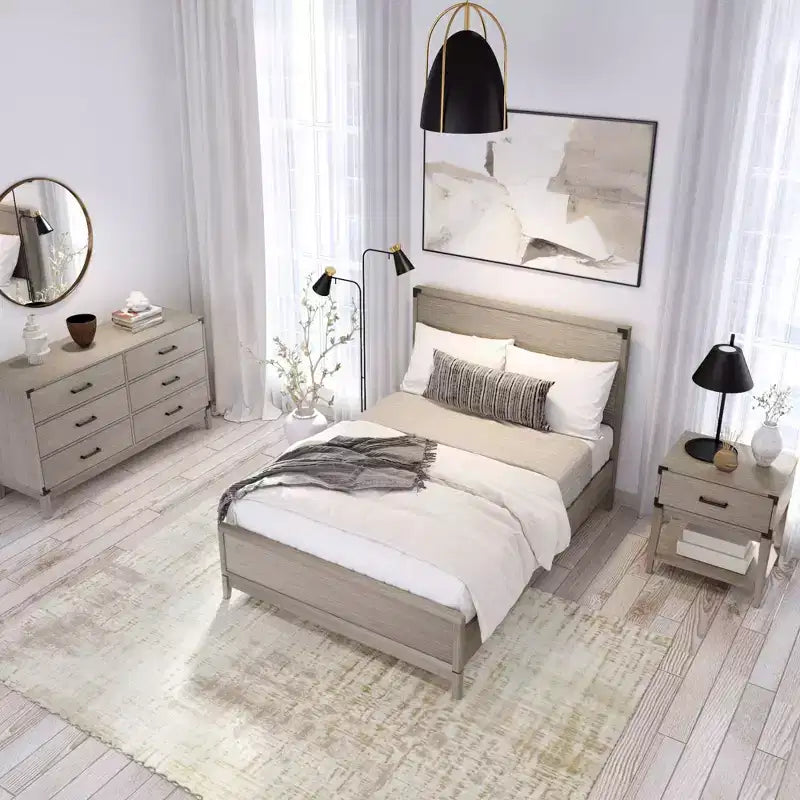 Letto a piattaforma in legno massello, misura matrimoniale