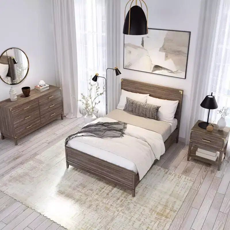 Letto a piattaforma in legno massello, misura matrimoniale