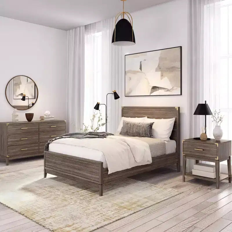 Letto a piattaforma in legno massello, misura matrimoniale
