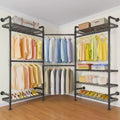 Timate L3 L Shape Garment Rack Heavy Duty Industrial Pipe Wall Mounted Clothing Rack Storage Closet Kit