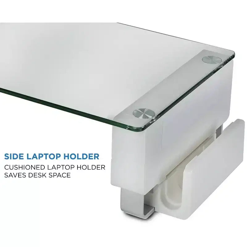 Supporto per monitor con superficie in vetro temperato e 3 porte USB