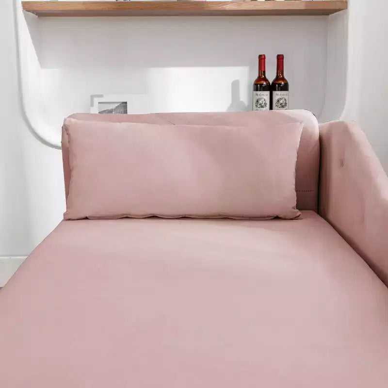 Chaise longue in velluto con contenitore e borchie decorative