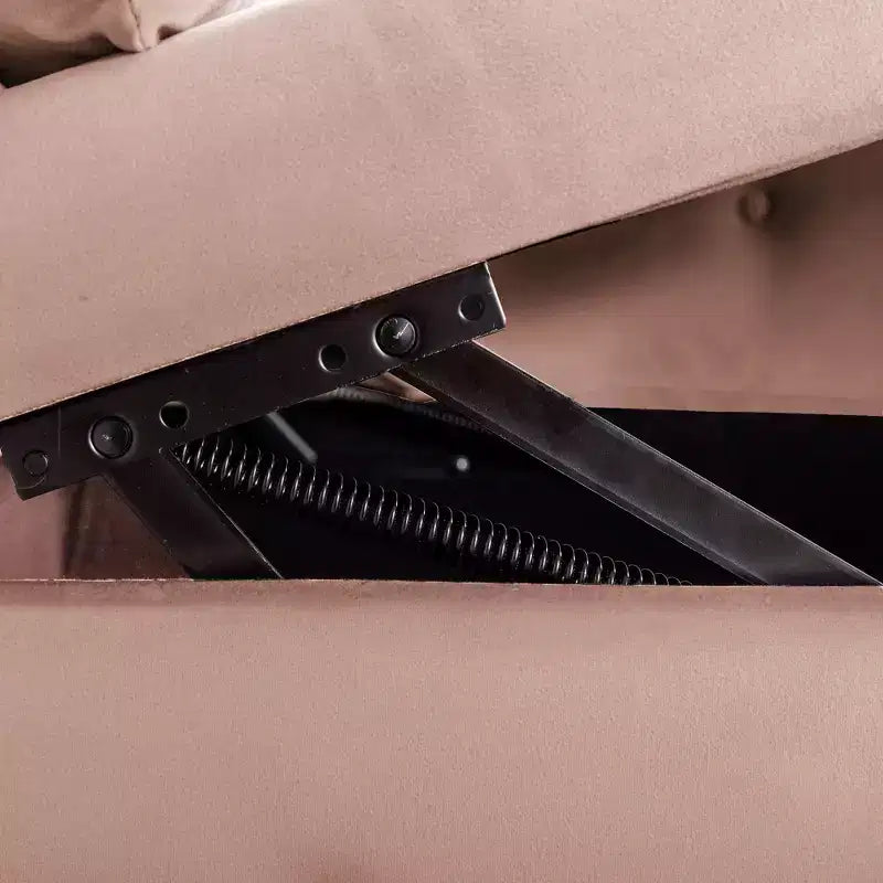 Chaise longue in velluto con contenitore e borchie decorative