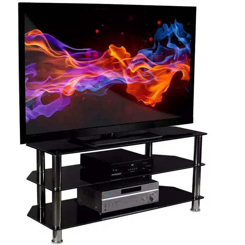Mobile TV in vetro con tre ripiani in vetro temperato per TV da 40-60 pollici